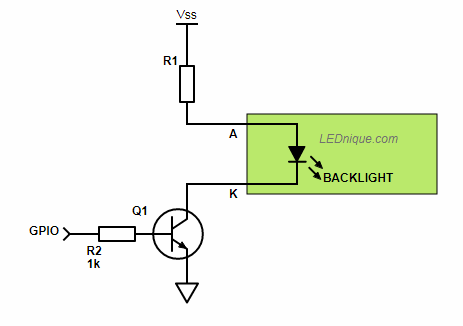 1602 LCD backlight current limit and switch.