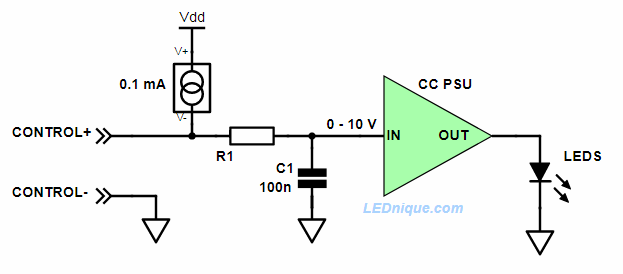 Adjustable constant current PSU input circuit.
