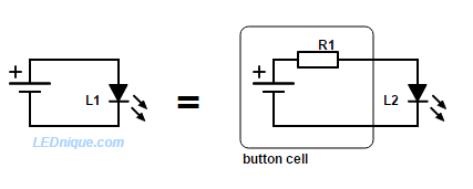 A button cell has internal resistance.