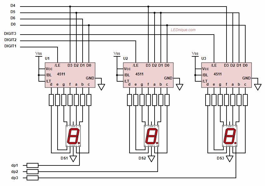 7-segment display basics | LEDnique circuit diagram of bcd to seven segment decoder 